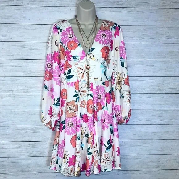 Boutique Brand | Dresses | Boutiqueboho Retro V Neck Bubble Sleeve Floral  Fit And Flare Dress | Poshmark